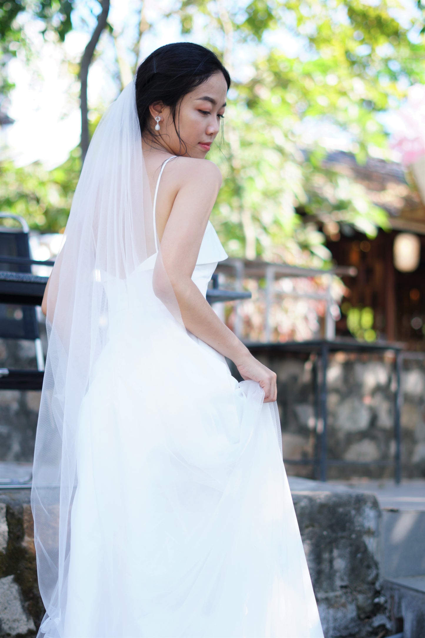 Wedding Veil with 3D White Butterflies | Elegant Handmade Bridal Veil | Chapel Length