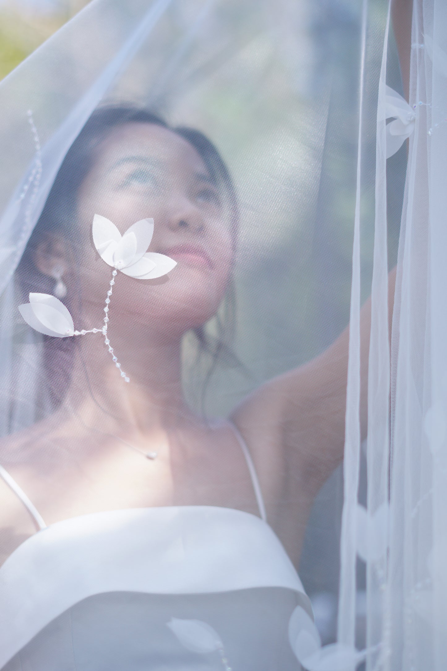 Crystal Leaf Wedding Veil | Sparkling Bridal Veil with Leaf Design | Cathedral Length