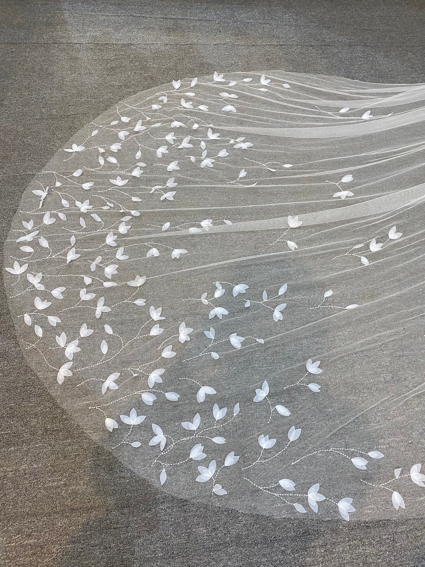 Crystal Leaf Wedding Veil | Sparkling Bridal Veil with Leaf Design | Cathedral Length