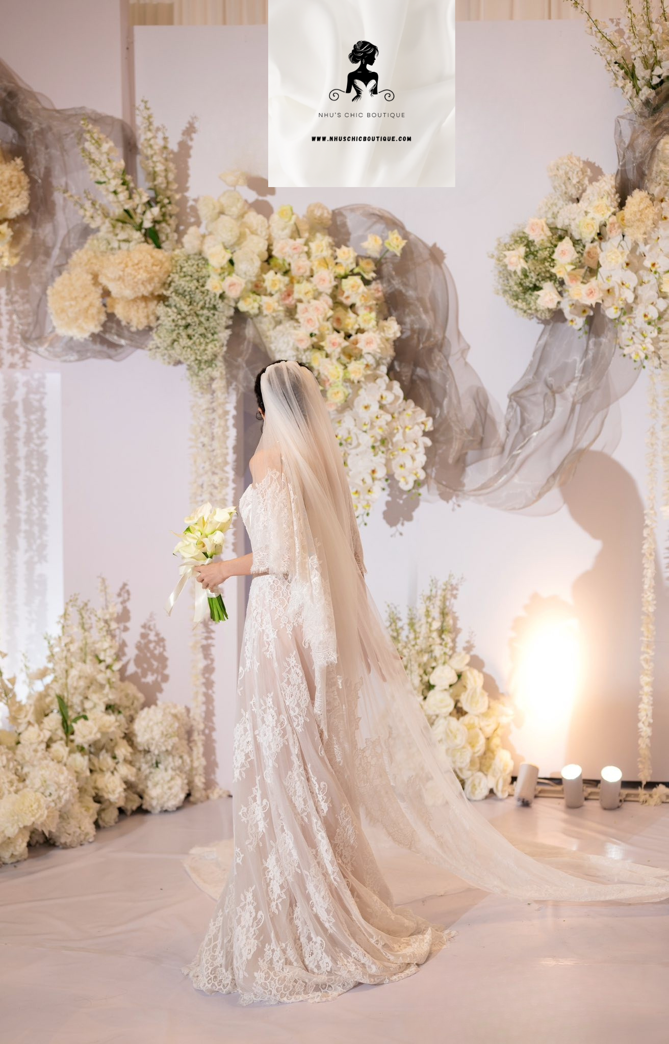 WD013 - French Lace - Classic but Elegant The Most Affordable Custom Made  Wedding Dress – nhu's chic boutique, image size:1312x2048