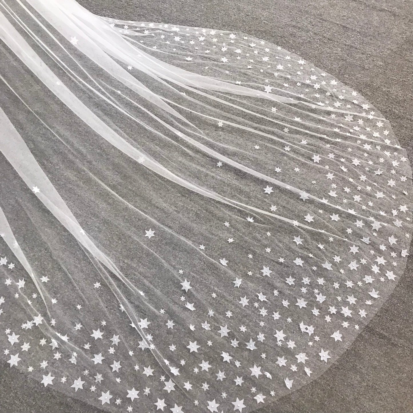 Starry Wedding Veil | Celestial Bridal Veil with Star Accents | Cathedral Length