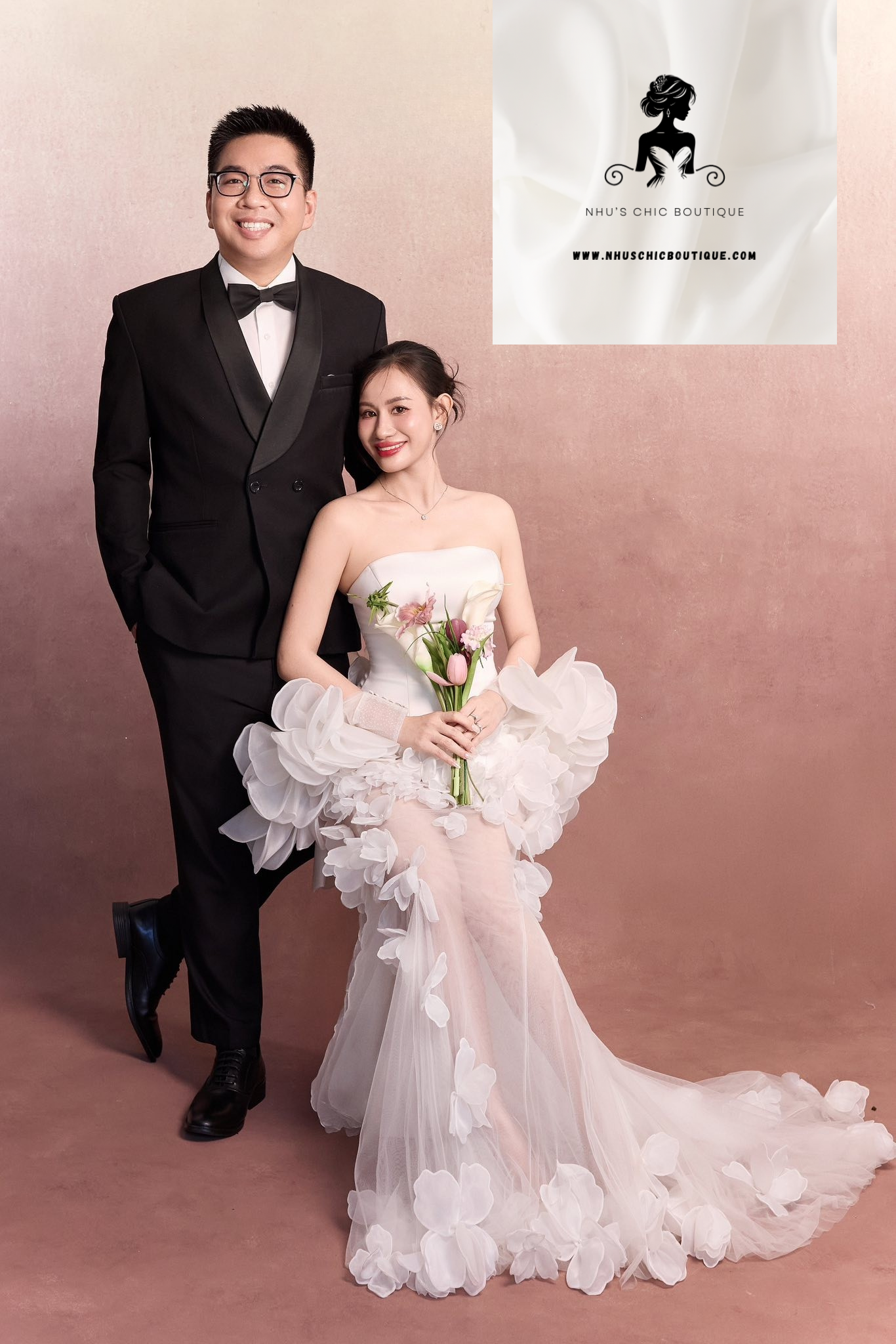 WD014 - Flora Cascade Gown – Asymmetrical Floral Wedding Dress