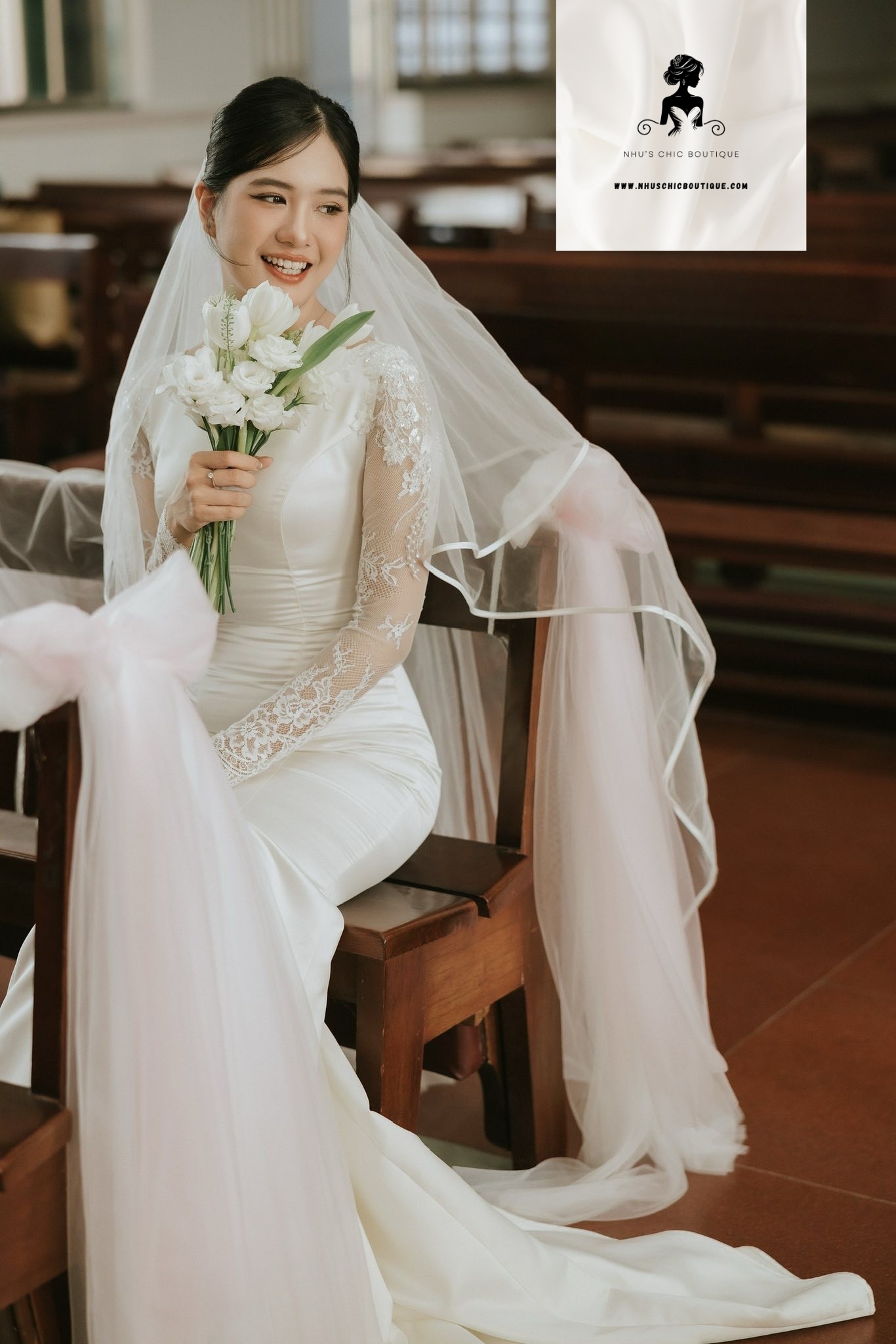 WD015 - Serenity Grace Gown – Satin Long Sleeve Lace Wedding Dress