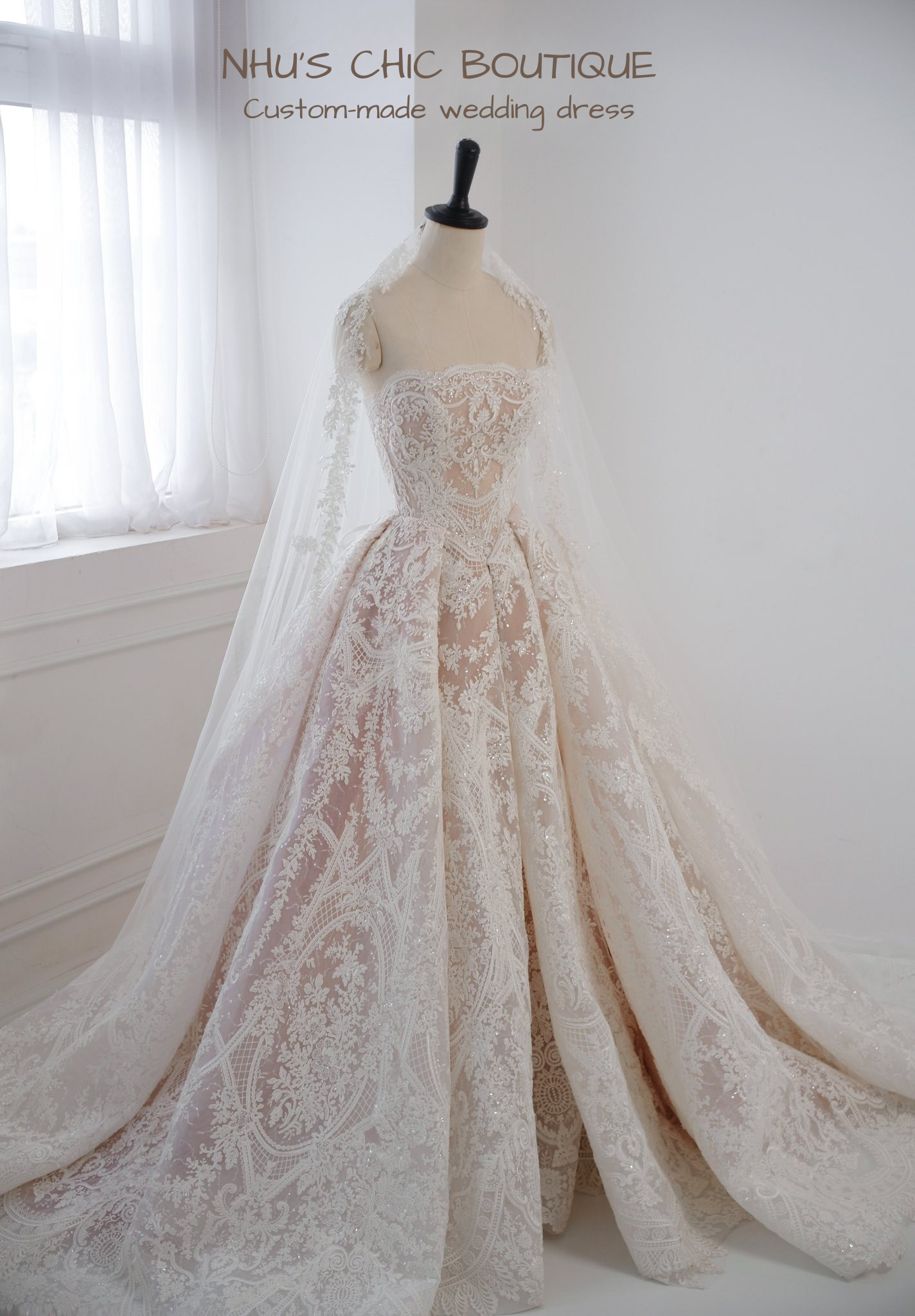 Isabella Lace Ballgown Wedding Dress | Custom Bridal