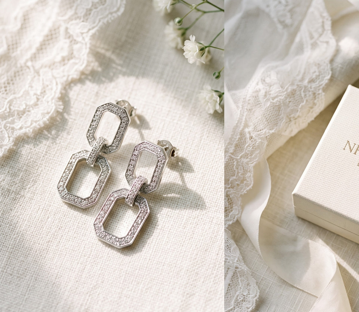 Modern Pavé Chain Drop Earrings