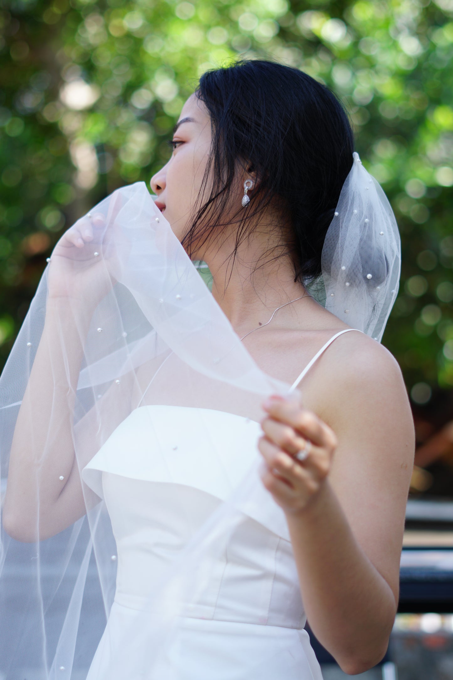 Pearl Bridal Wedding Veil | Elegant Veil with Pearls