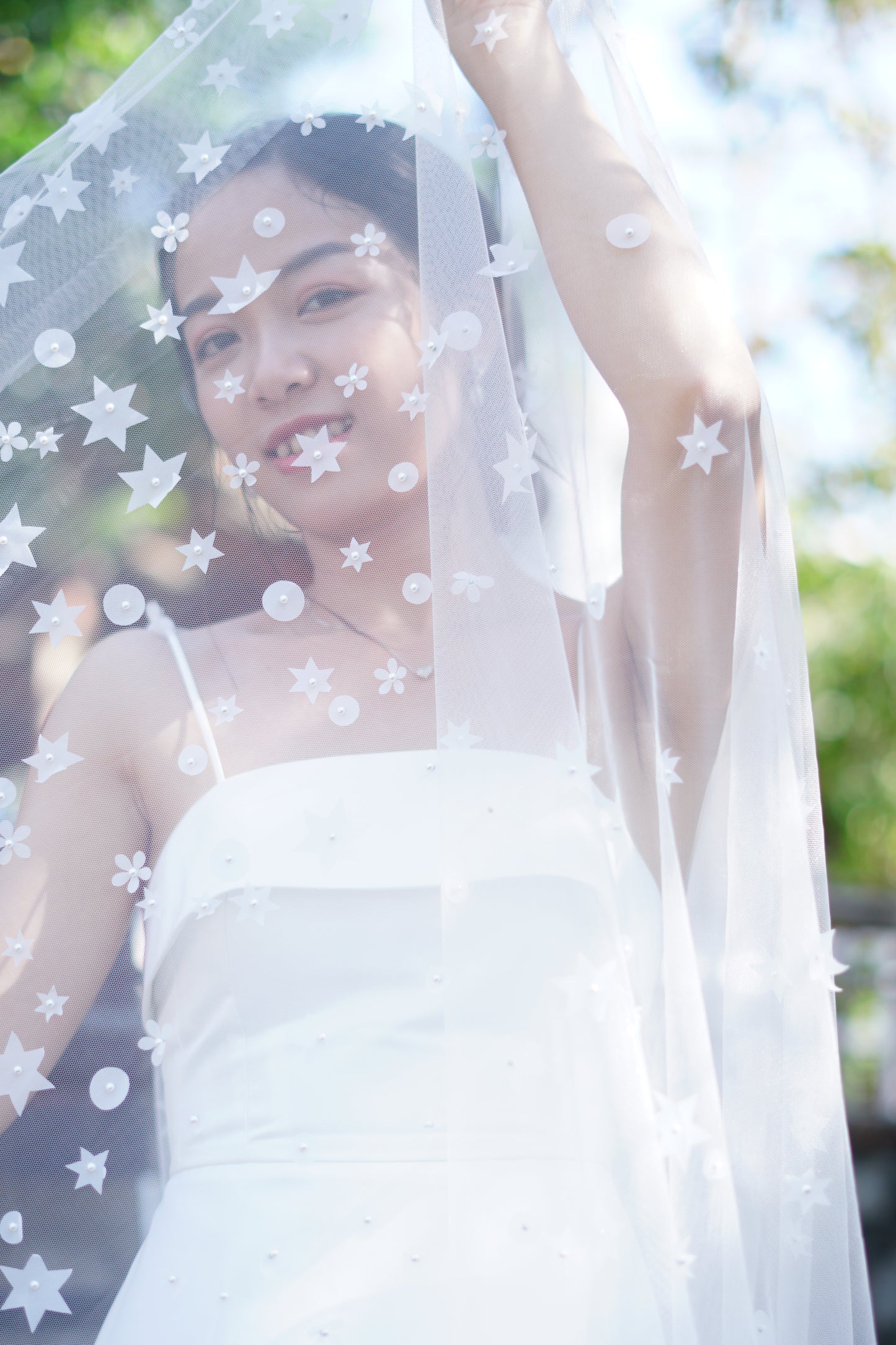 Starry Wedding Veil | Celestial Bridal Veil with Star Accents