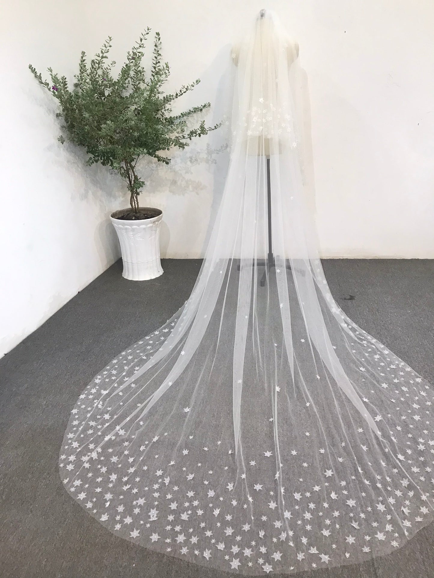 Starry Wedding Veil | Celestial Bridal Veil with Star Accents