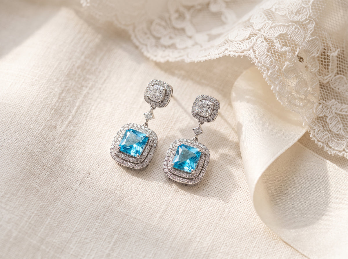 Vintage Aquamarine Halo Drops