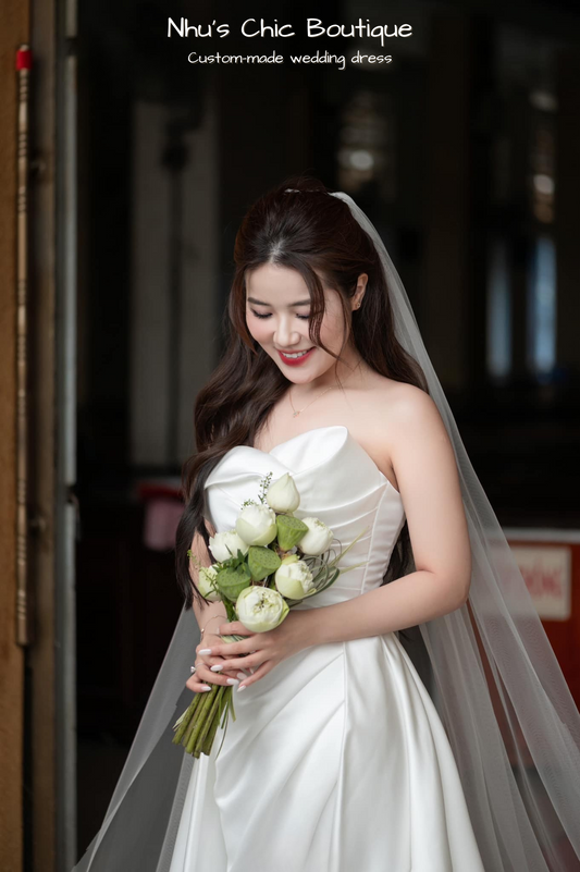 WD019 - Satin Gown - Strapless Sweetheart A-Line Wedding Dress
