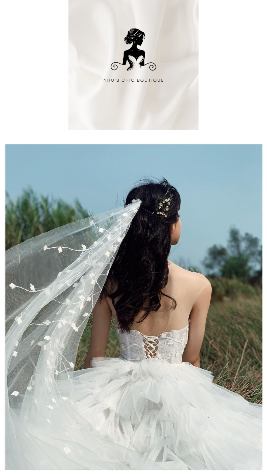 WD025-Strapless Couture Wedding Dress with Pearl Veil Train – High-Fashion Bridal Gown